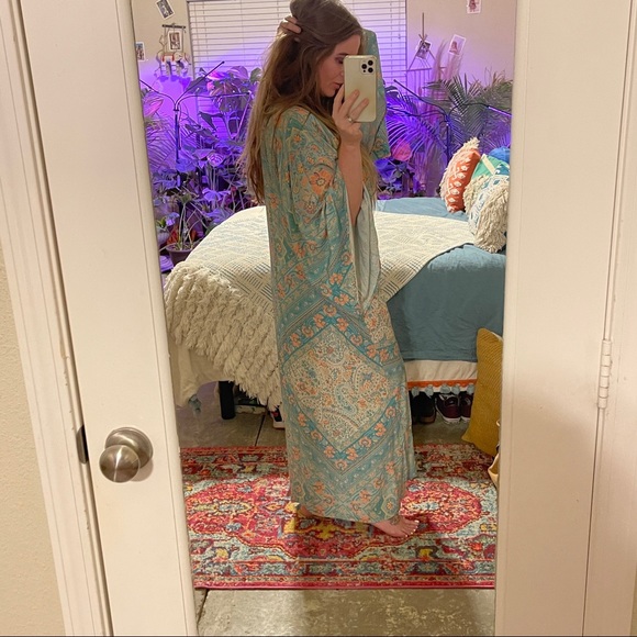 Spell & the Gypsy NWT Farrah Half Moon Gown Aqua M - Picture 3 of 15